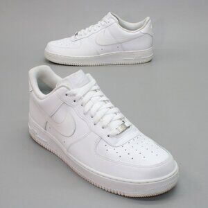 Nike Men's 13 Air Force 1 Low White Leather Classic Shoes Sneakers - 315122-111